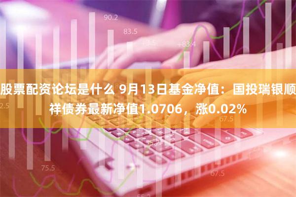 股票配资论坛是什么 9月13日基金净值：国投瑞银顺祥债券最新净值1.0706，涨0.02%