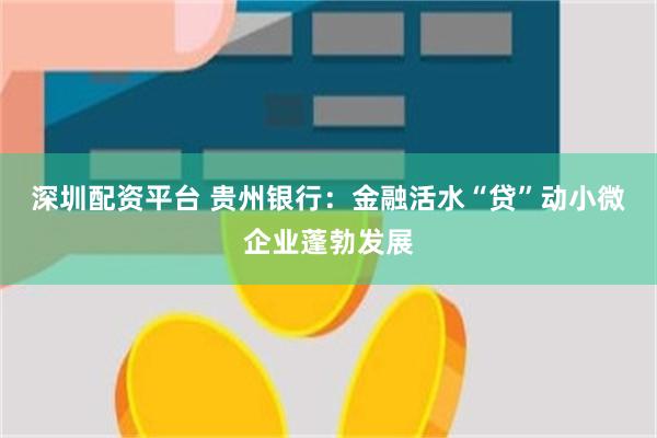 深圳配资平台 贵州银行：金融活水“贷”动小微企业蓬勃发展