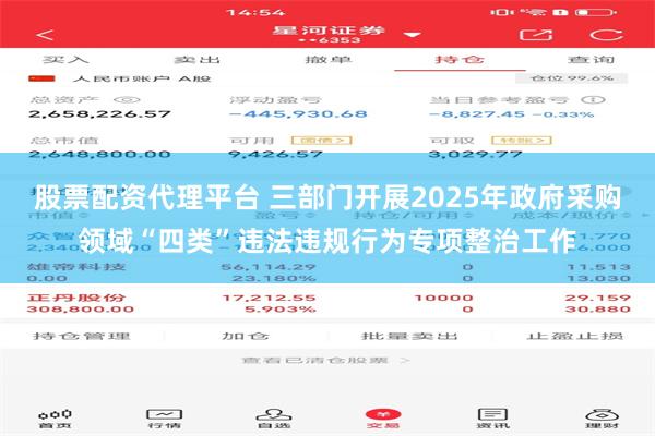 股票配资代理平台 三部门开展2025年政府采购领域“四类”违法违规行为专项整治工作