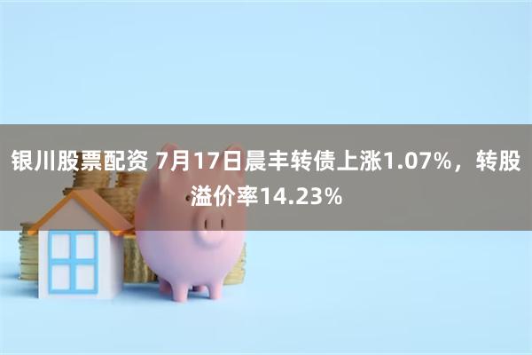 银川股票配资 7月17日晨丰转债上涨1.07%，转股溢价率14.23%