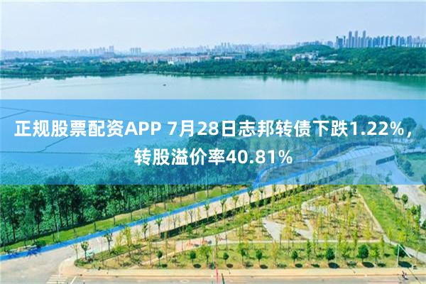 正规股票配资APP 7月28日志邦转债下跌1.22%，转股溢价率40.81%